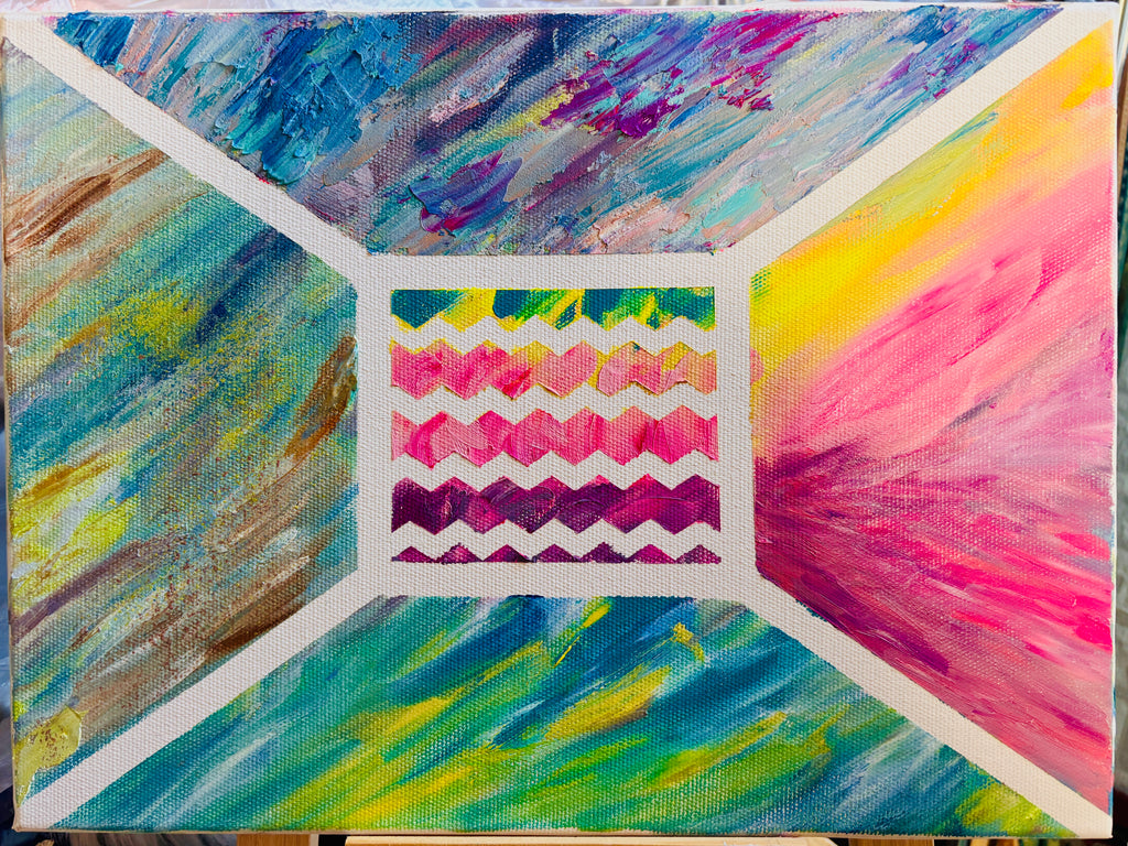 Oil painting - Colour-Flow Window - Let me think about this -Philosophic Concept