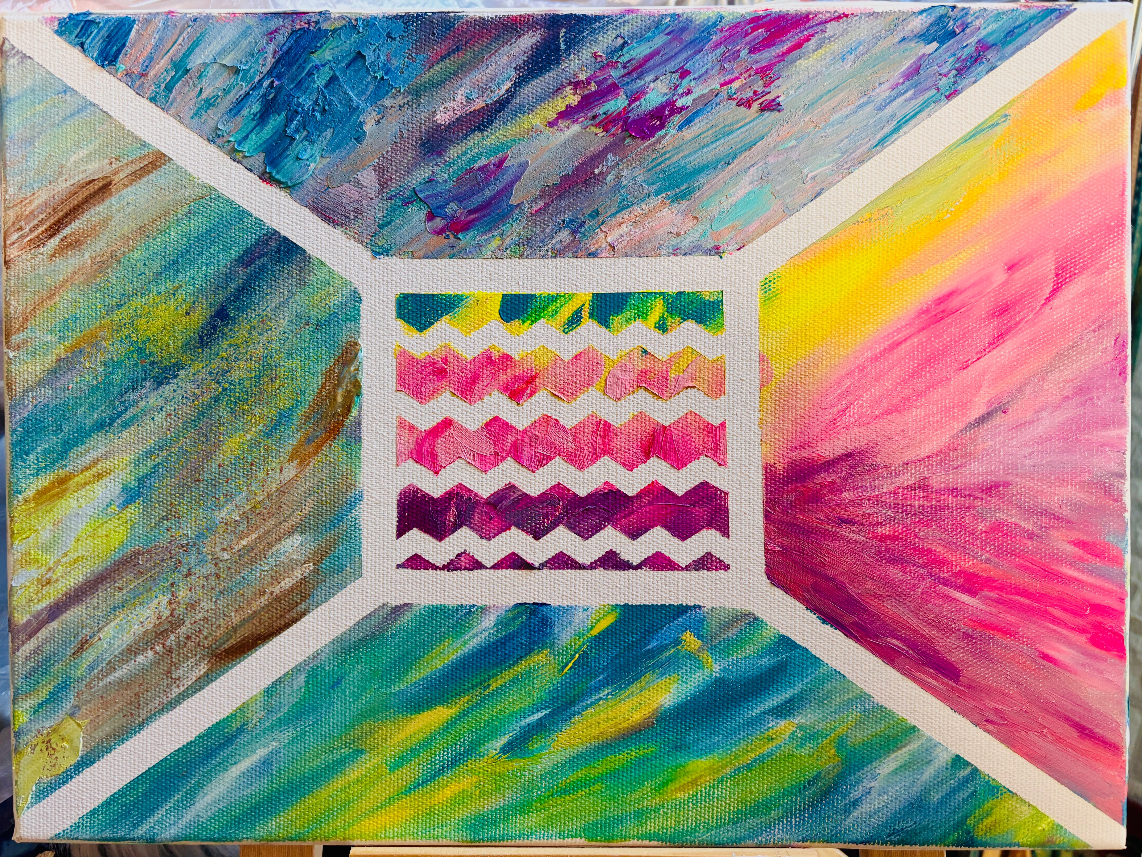 Oil painting - Colour-Flow Window - Let me think about this -Philosophic Concept