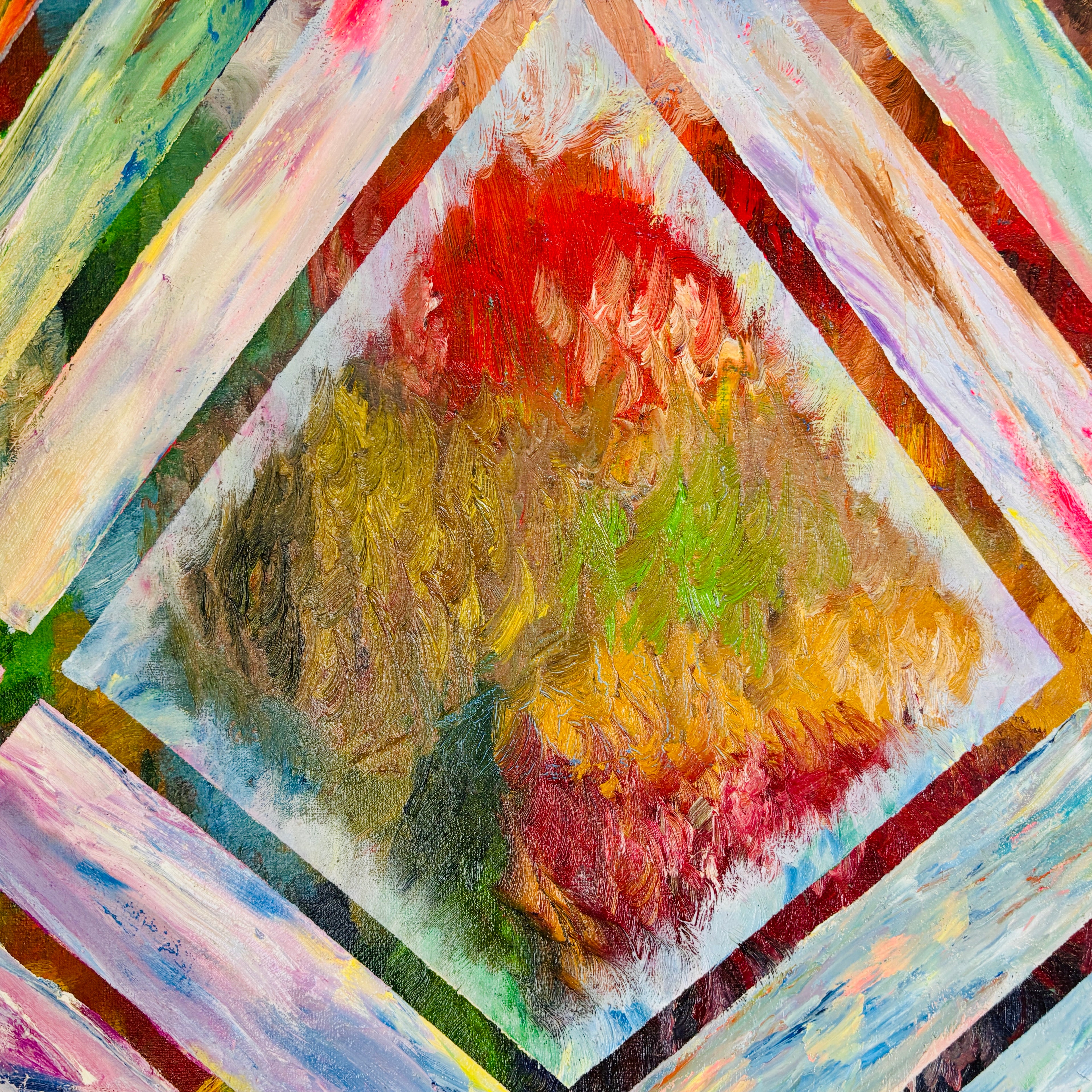 Artwork -The Hope Out of Lines — Hard-Edge Geometric Oil Painting - Expressionism
