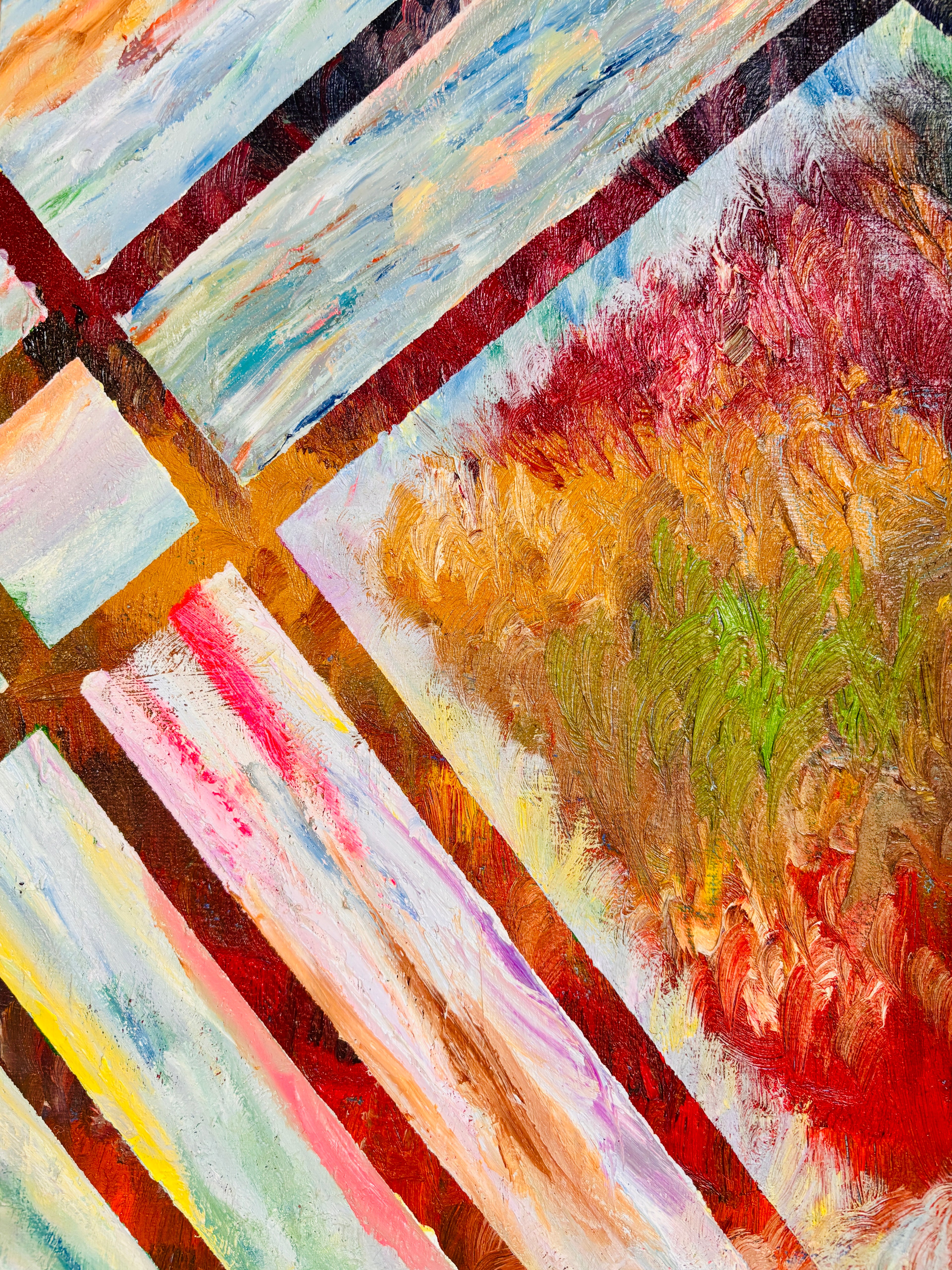 Artwork -The Hope Out of Lines — Hard-Edge Geometric Oil Painting - Expressionism