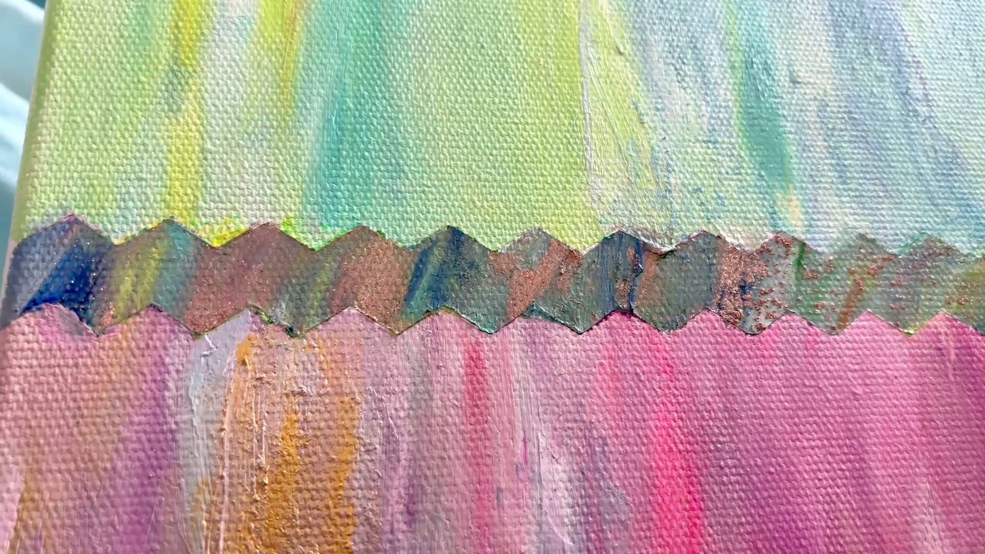 Art Decor -Cascading Halves — Abstract Arresting Original Oil Painting 50×60cm Reversible