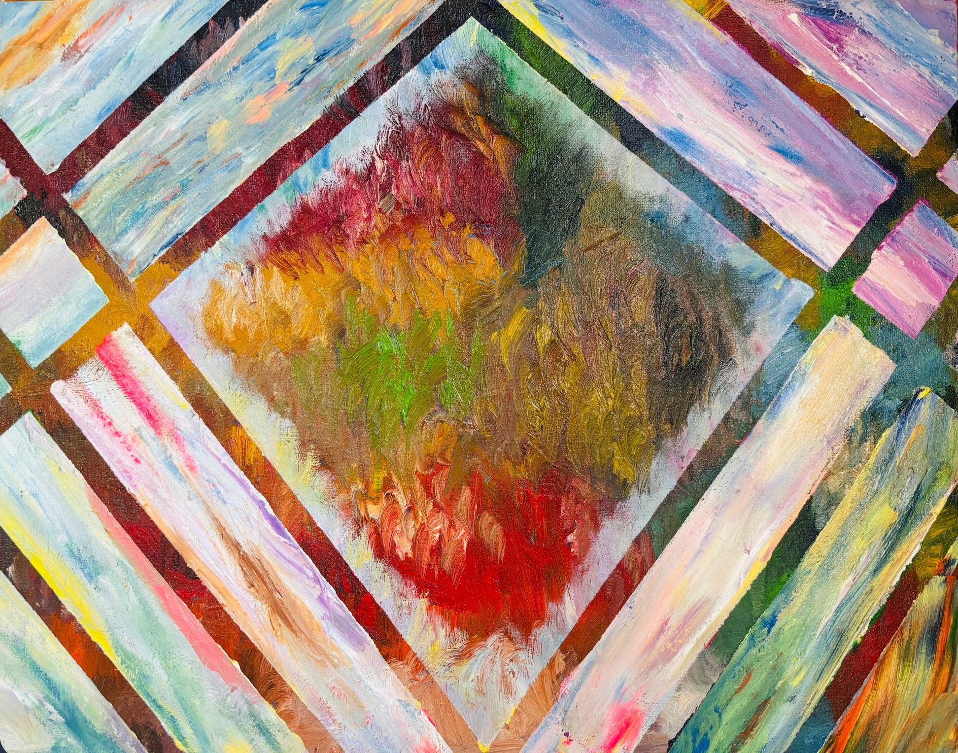 Artwork -The Hope Out of Lines — Hard-Edge Geometric Oil Painting - Expressionism
