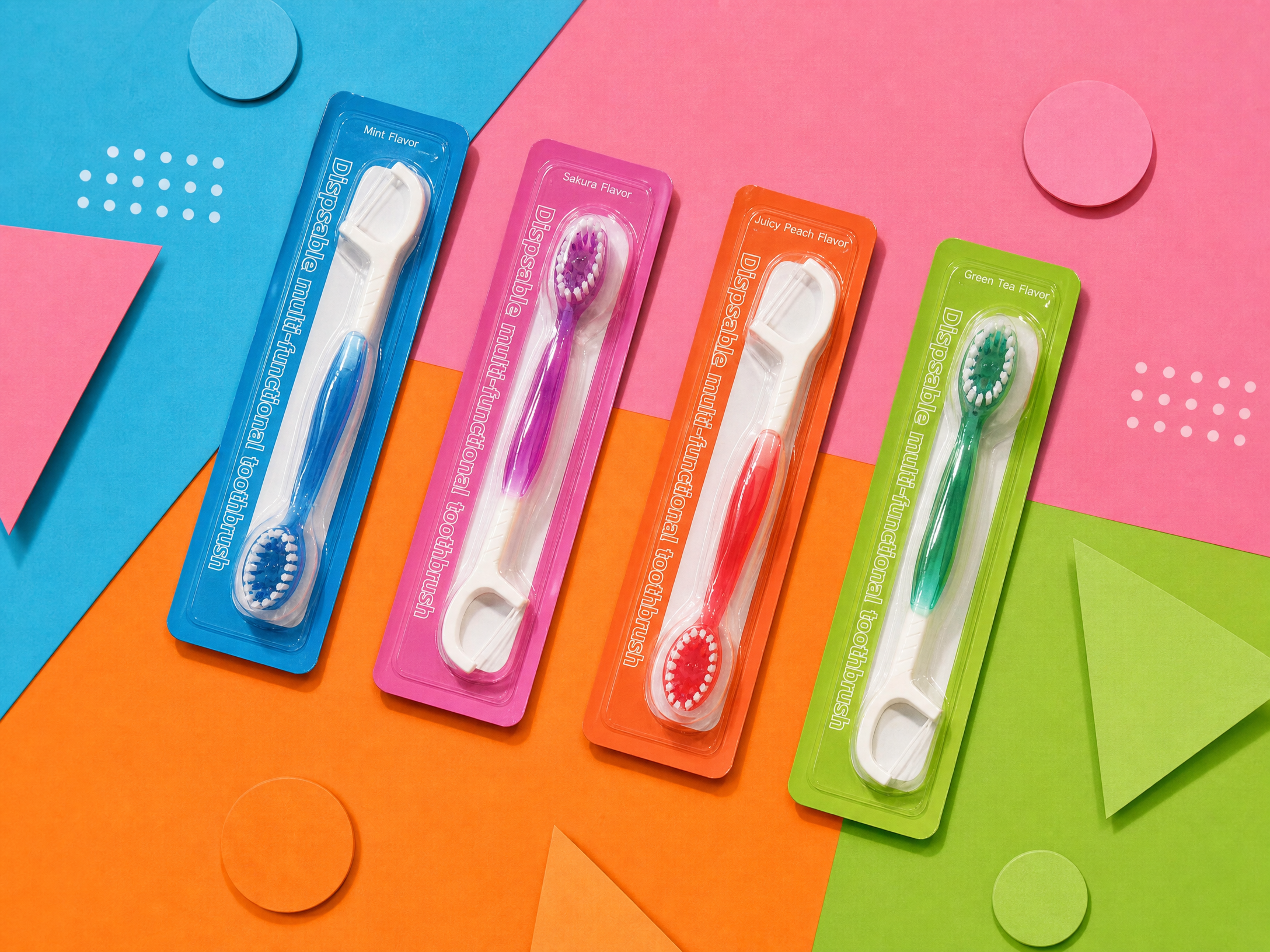 4-in-1 Pop Bead Travel Toothbrush | Floss, Toothpick & Breath Freshener | 2pcs Mixed Flavors